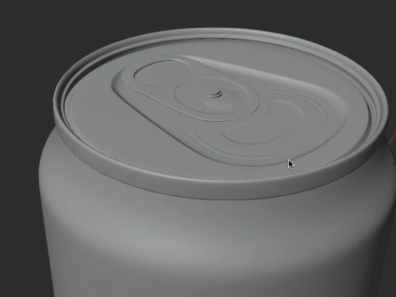 Untextured 3D can showing the modeled lid and pull tab
